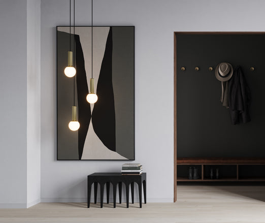 Art Deco-inspireret fatning med runde opalglas lampeskærm