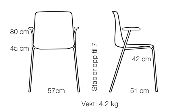 Public stol i genbrugsplast (4 stk. pris)