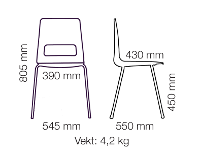 S-1500 stol i genbrugsplast (4 stk. pris)